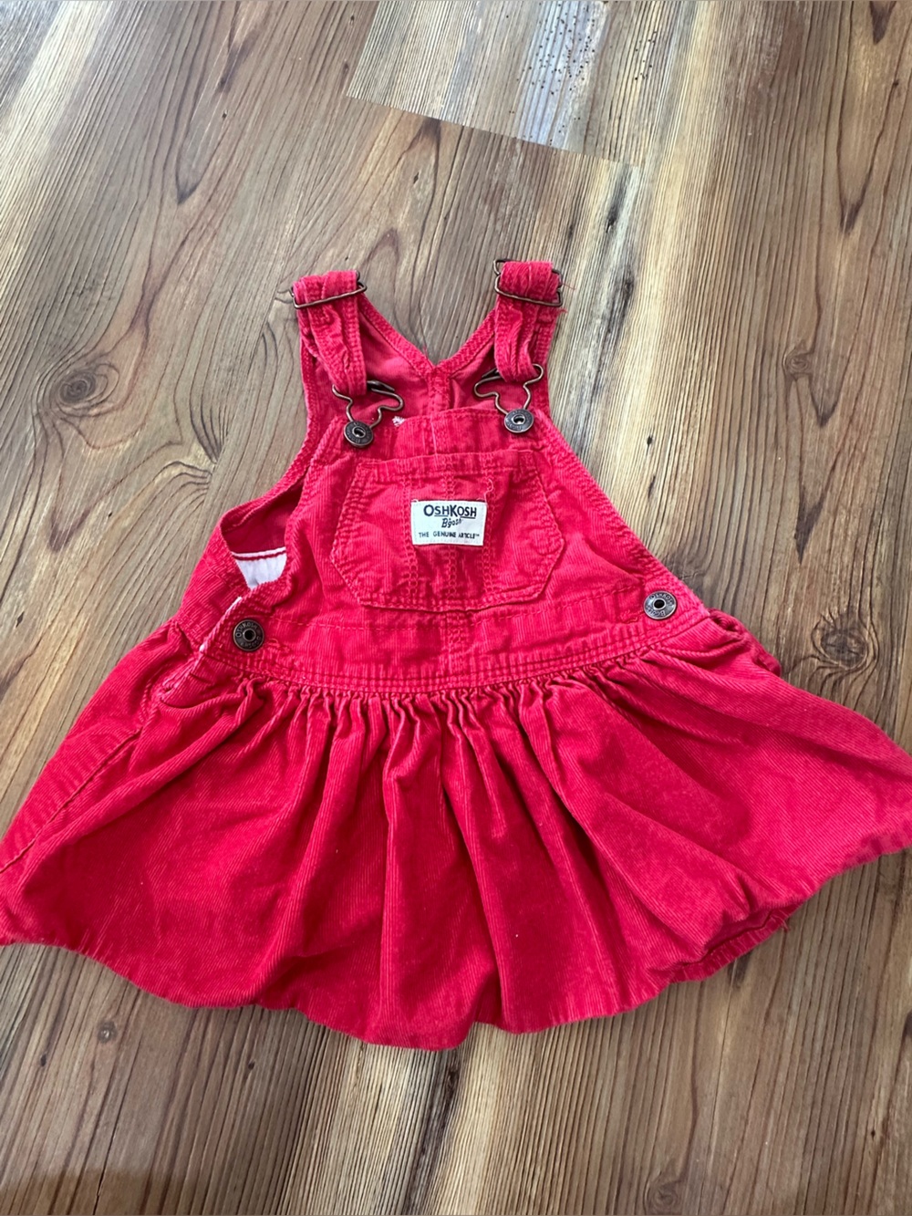 OshKosh B'gosh Bright Red Corduroy Pinafore Dress 12M